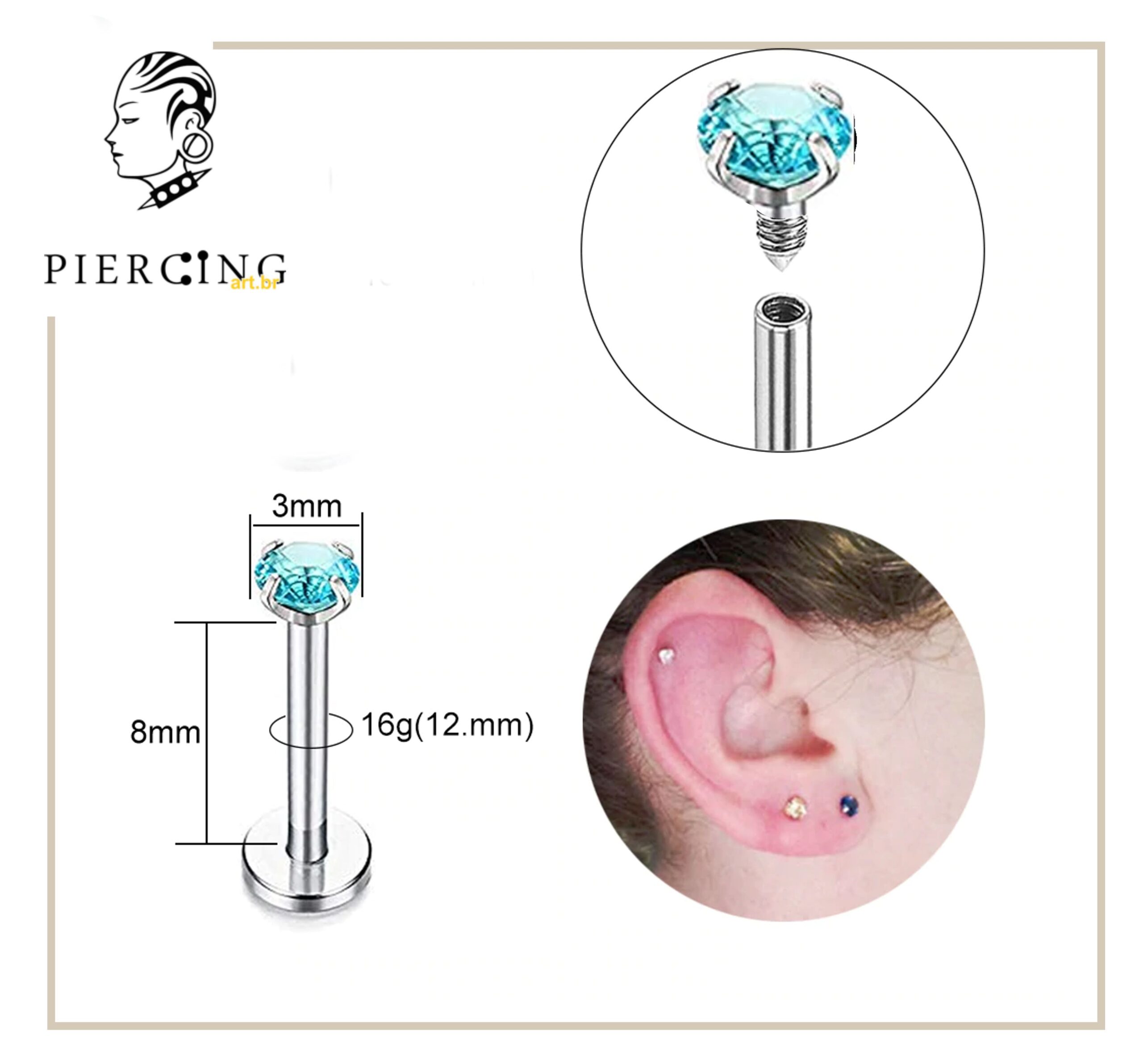 Piercing labret vertical com - Submundo Tattoo e Piercing