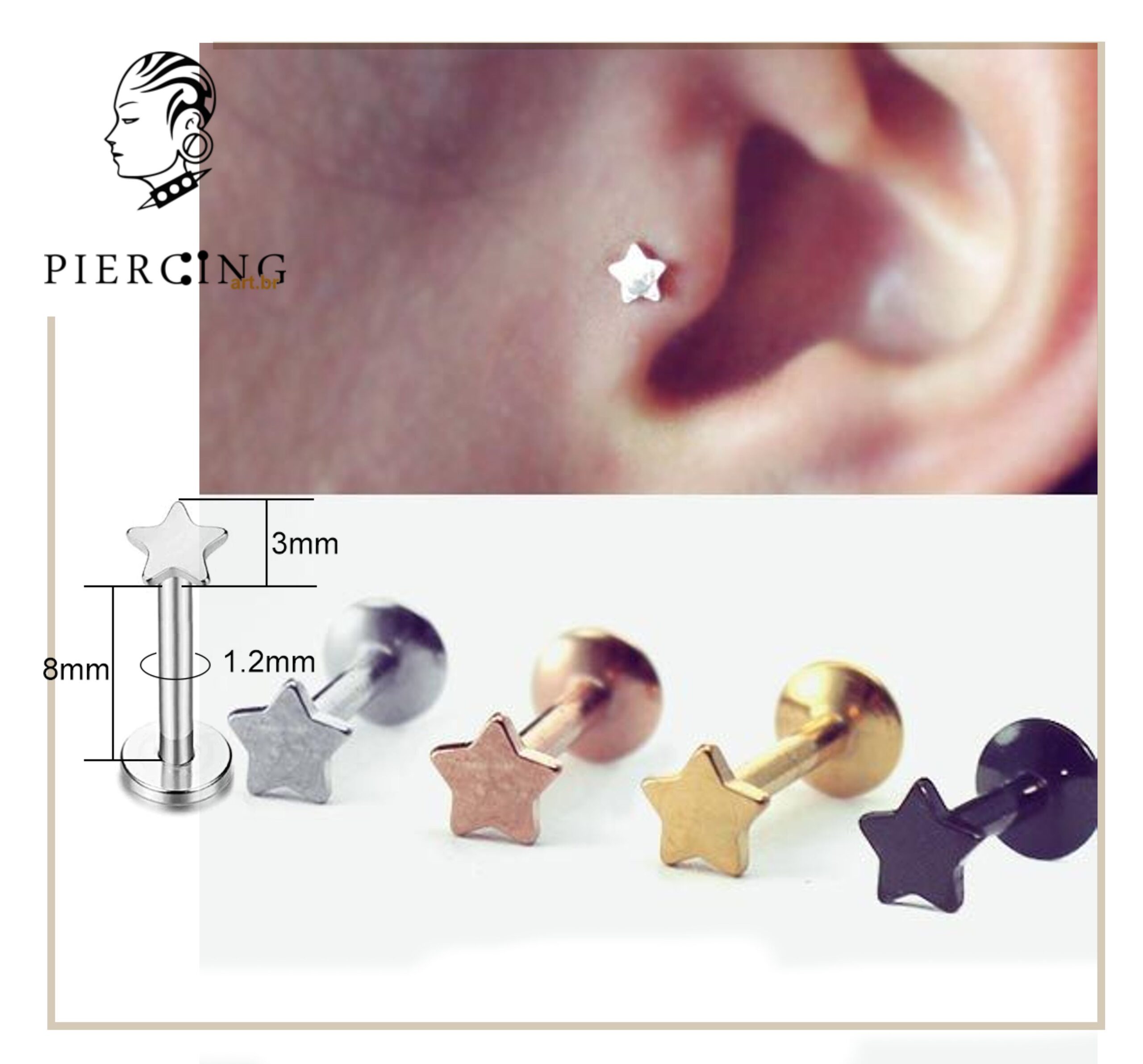 Piercing labret vertical com - Submundo Tattoo e Piercing