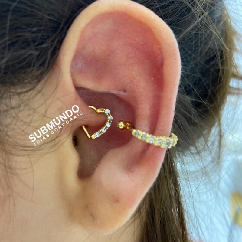 Piercing Tragus Flat Aço Inox coração antialérgico fashion